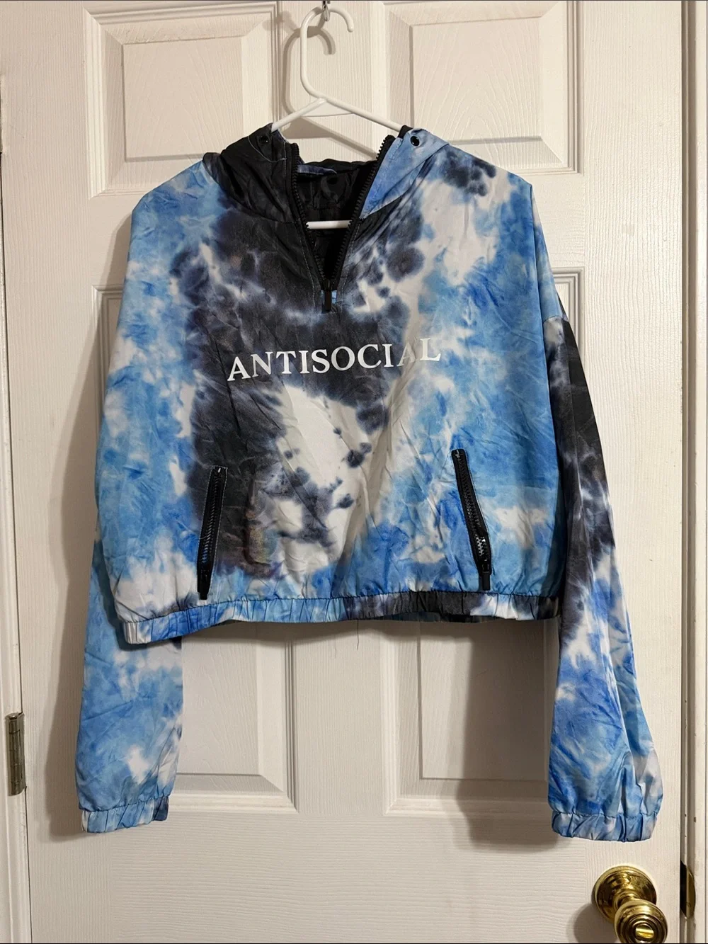Antisocial Womens’ Blue & Black Tie-Dye Hooded Jacket